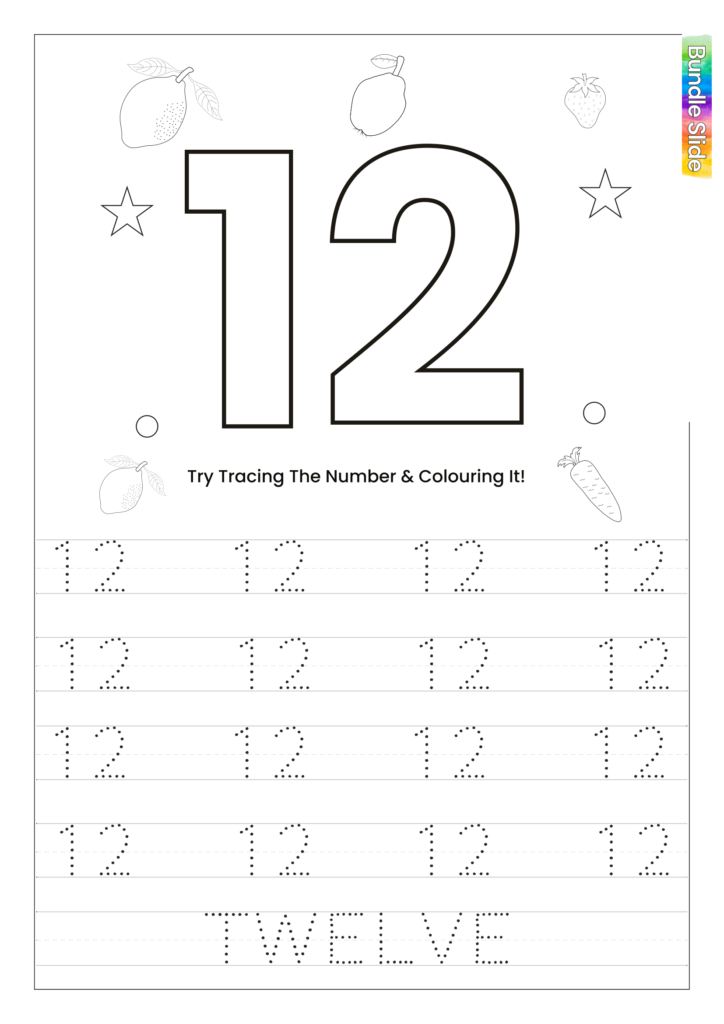 Number Tracing Worksheets 11 to 15